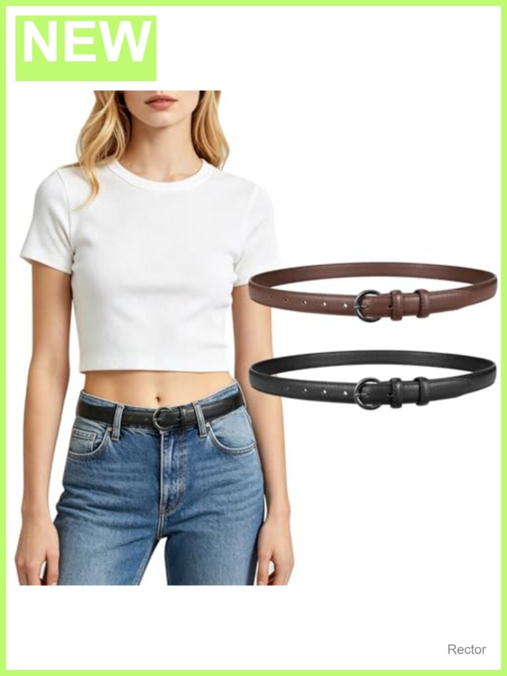 Women Leather Skinny Belt Pin Buckle Waist Dress Belt for Jeans Pants